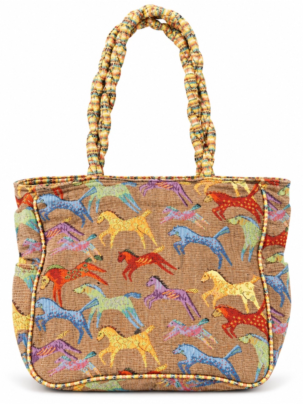 Laurel Burch Colorful Horses Tapestry Shoulder Tote Bag Equestrian Boho - Picture 2 of 7